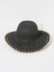 FatFace Black Scalloped Edge Straw Hat - Image 3 of 4
