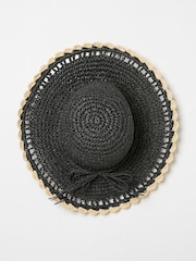 FatFace Black Scalloped Edge Straw Hat - Image 4 of 4