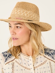 Natural Straw Fedora Hat - Image 1 of 4