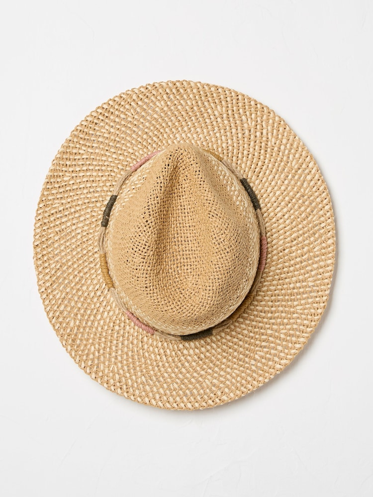 Natural Straw Fedora Hat - Image 4 of 4 Natural Straw Fedora Hat - Image 4 of 4