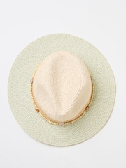 FatFace Green Haze Colour Block Straw Fedora Hat - Image 2 of 2