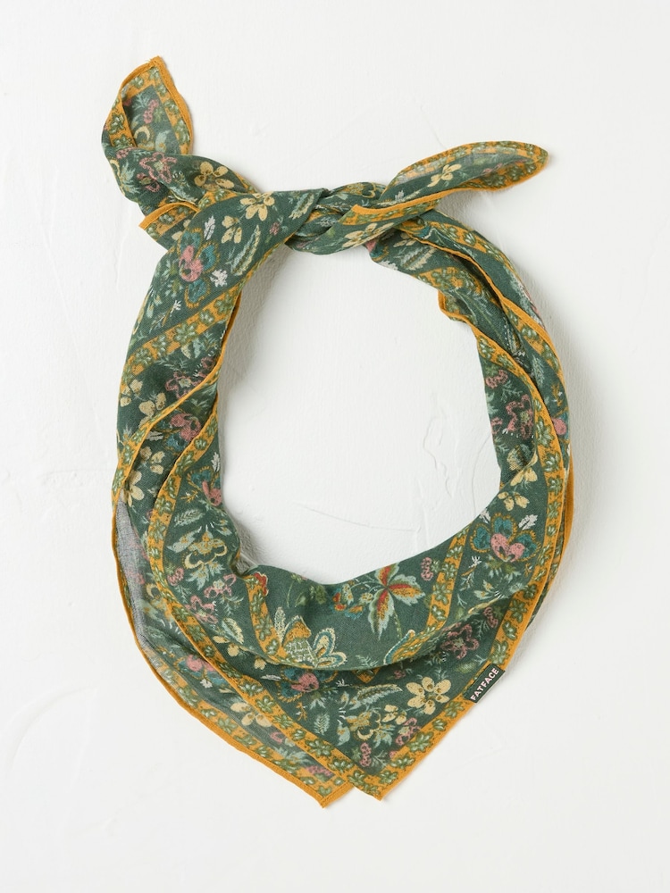 FatFace Green Wilding Printed Hair Scarf - Image 1 of 2