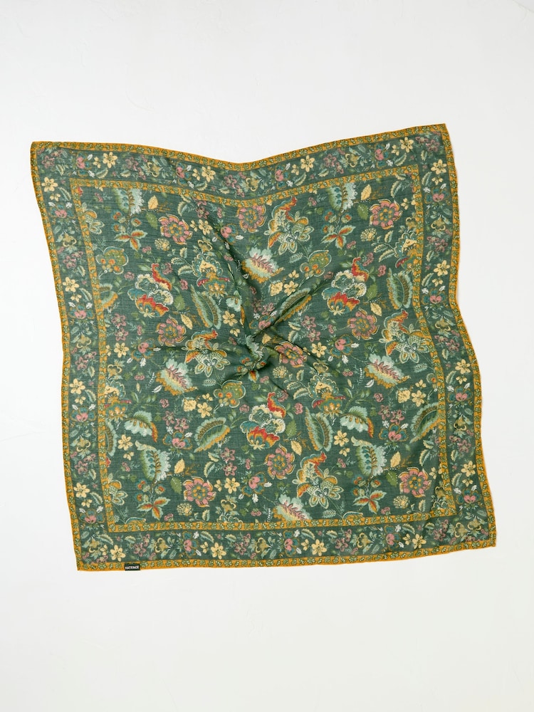 FatFace Green Wilding Printed Hair Scarf - Image 2 of 2