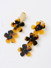 FatFace Tortoiseshell Brown Flower Hair Slides 2 Pack - Image 1 of 2