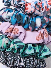 FatFace Navy Wonderment Print Scrunchies 5 Pack - Image 2 of 2