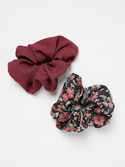 FatFace Burgundy Innocence Scrunchies 2 Pack - Image 1 of 3
