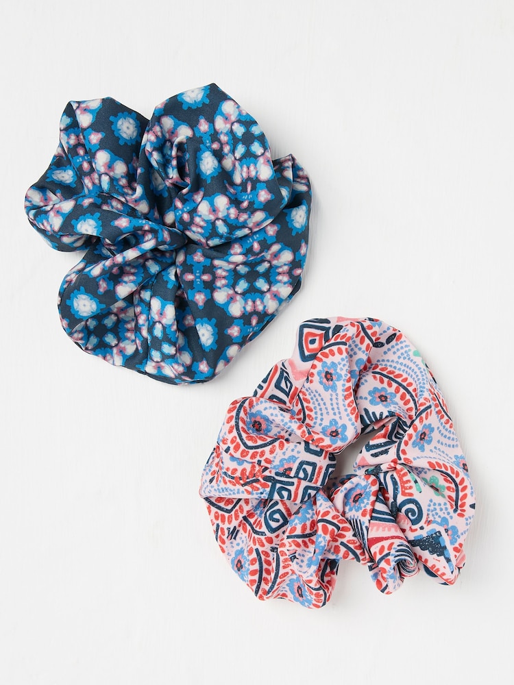 FatFace Blue Wonderment Printed Scrunchies 2 Pack - Image 1 of 2
