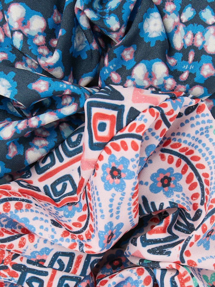 FatFace Blue Wonderment Printed Scrunchies 2 Pack - Image 2 of 2