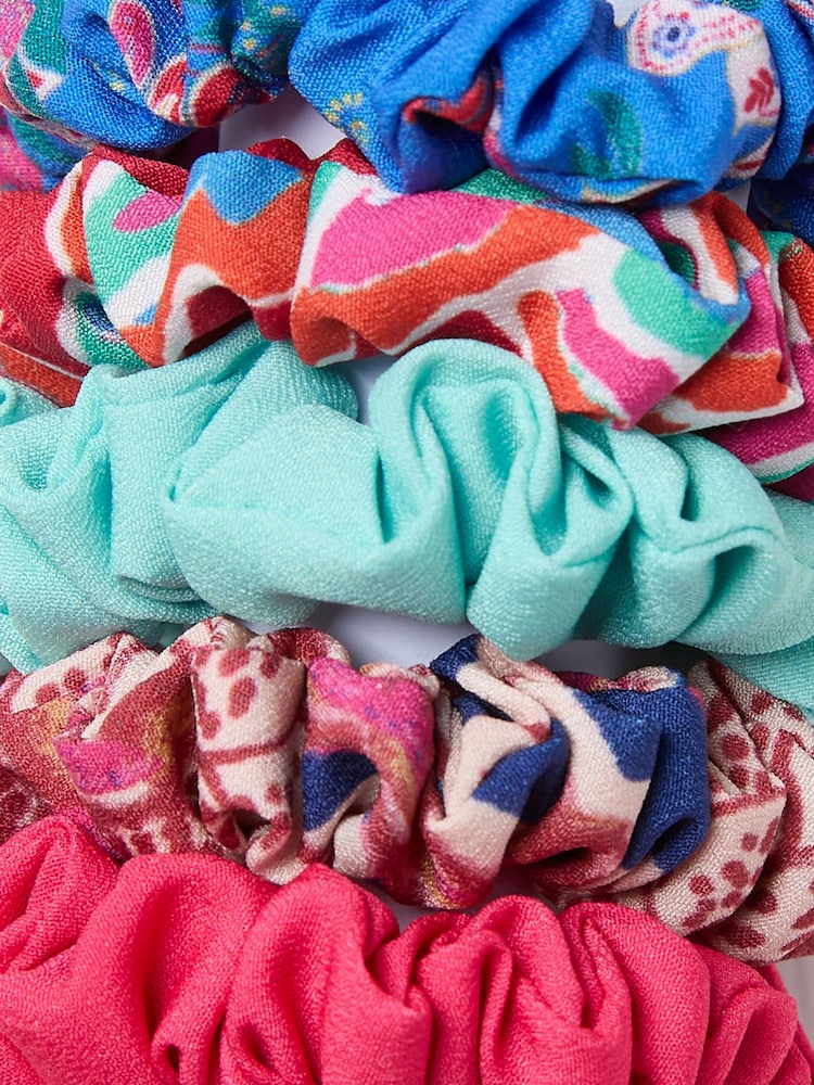 FatFace Multi Utopia Print Scrunchies 5 Pack - Image 2 of 2