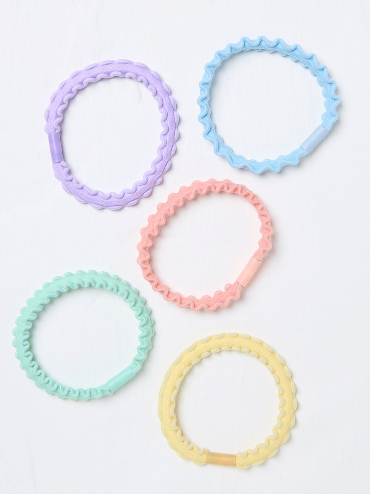 FatFace Multi Plain Hair Ties 5 Pack - Image 1 of 2