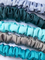 FatFace Blue Plain Satin Scrunchies 5 Pack - Image 2 of 2