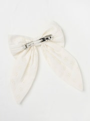FatFace Ivory 100% Cotton Broderie Detail Hair Bow - Image 2 of 2