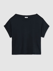 Reiss Navy Sia Cotton Wide-Neck Relaxed-Fit T-Shirt - Image 2 of 5