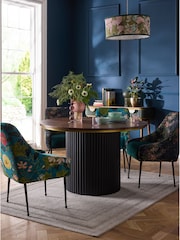 Clarke & Clarke Ribbed Black Mango Wood Calisto 4 Seater Round 4 Seater Round Dining Table - Image 1 of 6