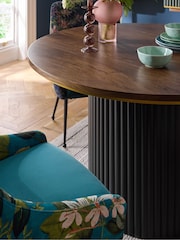 Clarke & Clarke Ribbed Black Mango Wood Calisto 4 Seater Round 4 Seater Round Dining Table - Image 3 of 6