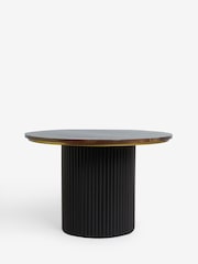 Clarke & Clarke Ribbed Black Mango Wood Calisto 4 Seater Round 4 Seater Round Dining Table - Image 4 of 6