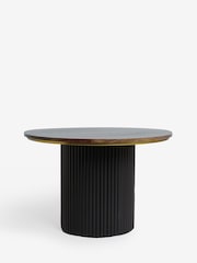 Clarke & Clarke Ribbed Black Mango Wood Calisto 4 Seater Round 4 Seater Round Dining Table - Image 5 of 6