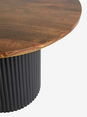 Clarke & Clarke Ribbed Black Mango Wood Calisto 4 Seater Round 4 Seater Round Dining Table - Image 6 of 6