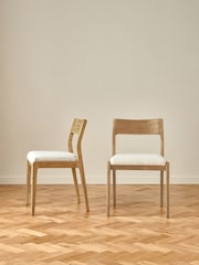 Jasper Conran London Set of 2 Oak Frame Natural Belgrave Dining Chairs - Image 1 of 7