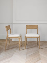 Jasper Conran London Set of 2 Oak Frame Natural Belgrave Dining Chairs - Image 2 of 7