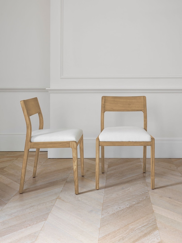 Jasper Conran London Set of 2 Oak Frame Natural Belgrave Dining Chairs - Image 2 of 7