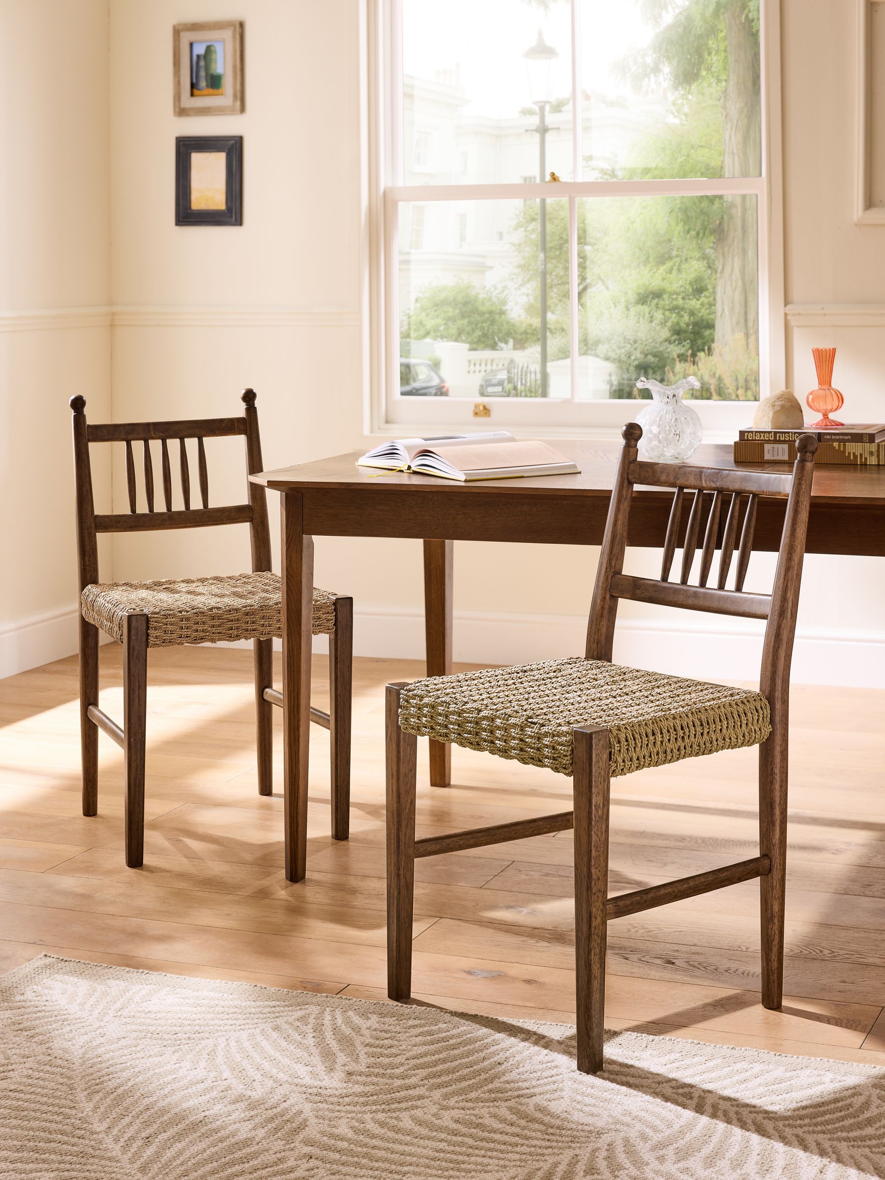 Buy Nina Campbell Set of 2 Dark Wood Effect Alder Dining Chairs from ...