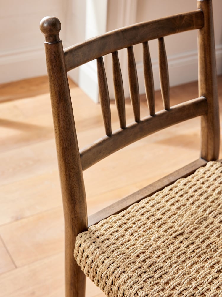 Nina Campbell Set of 2 Dark Wood Effect Alder Dining Chairs - Image 2 of 7
