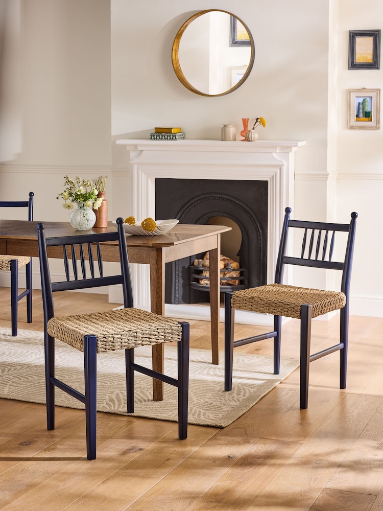 Nina Campbell Set of 2 Navy Blue Alder Dining Chairs - Image 1 of 7