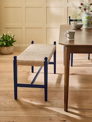 Nina Campbell Navy Blue Alder Dining Bench - Image 1 of 6