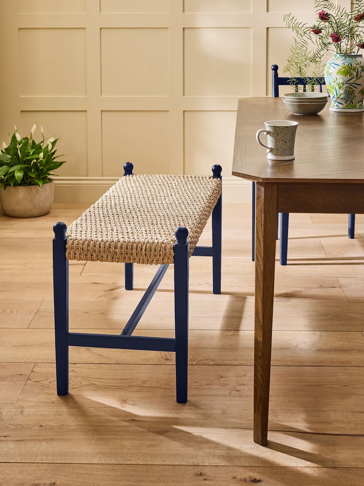 Nina Campbell Navy Blue Alder Dining Bench - Image 1 of 6