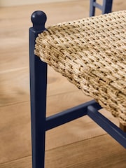Nina Campbell Navy Blue Alder Dining Bench - Image 2 of 6