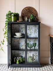 Rockett St George Black Bamboo Patterned Glass Cabinet - Image 1 of 9