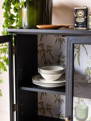 Rockett St George Black Bamboo Patterned Glass Cabinet - Image 3 of 9