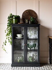 Rockett St George Black Bamboo Patterned Glass Cabinet - Image 4 of 9