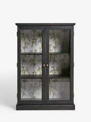 Rockett St George Black Bamboo Patterned Glass Cabinet - Image 5 of 9