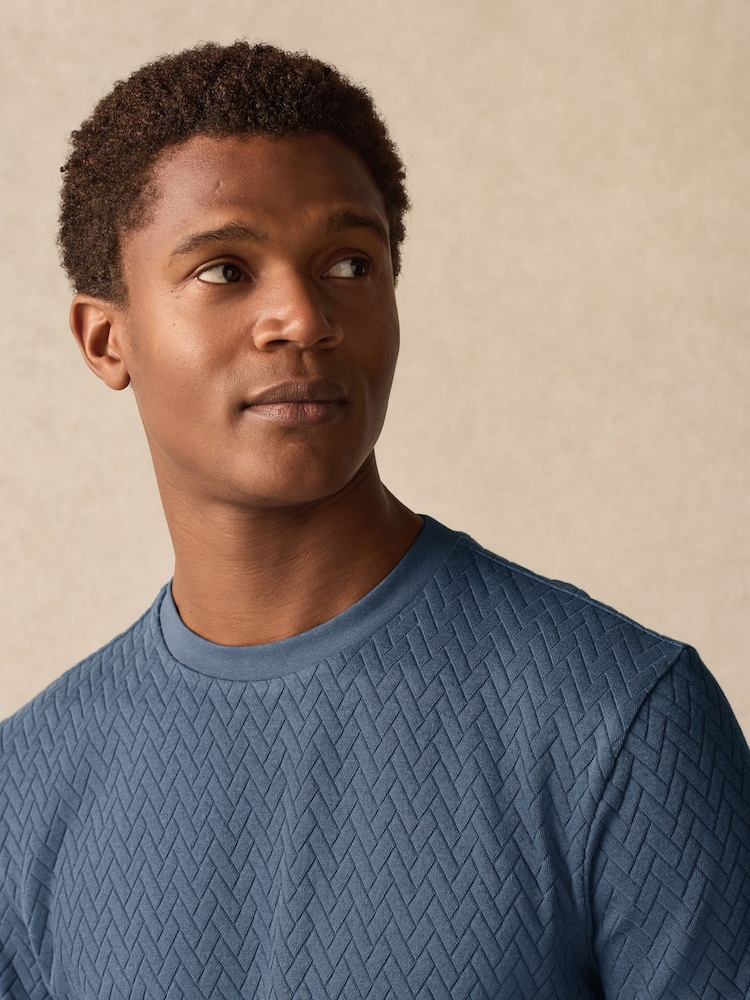 Blau - Smart Textured T-Shirt - Bild 1 von 8