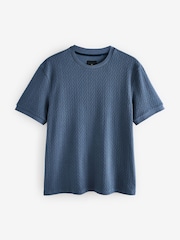 Blau - Smart Textured T-Shirt - Bild 6 von 8