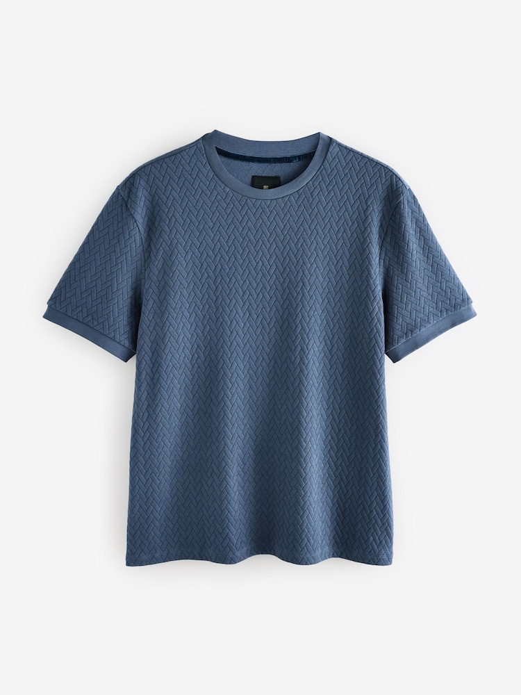 Blue Smart Textured T-Shirt - Image 6 of 8