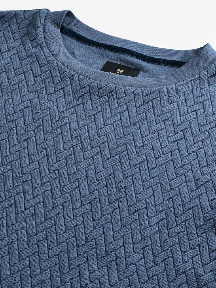 Blue Smart Textured T-Shirt - Image 7 of 8