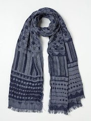 FatFace Navy Floral Jaquard Scarf - Image 1 of 2