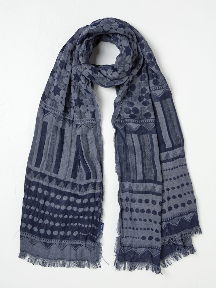 FatFace Navy Floral Jaquard Scarf - Image 1 of 2