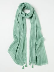 FatFace Green Haze Semi Plain Lightweight Scarf - Image 1 of 2