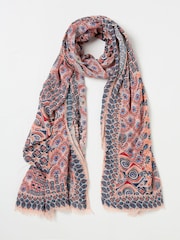 FatFace Pink Patchwork Printed Lightweight Scarf - Image 1 of 3