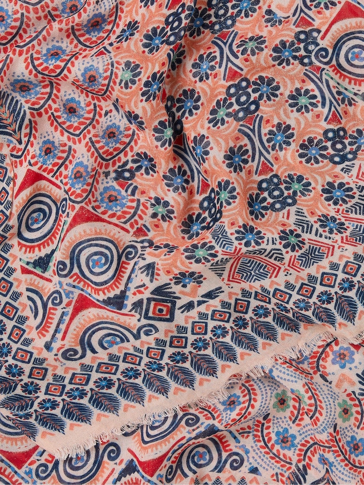FatFace Pink Patchwork Printed Lightweight Scarf - Image 2 of 3