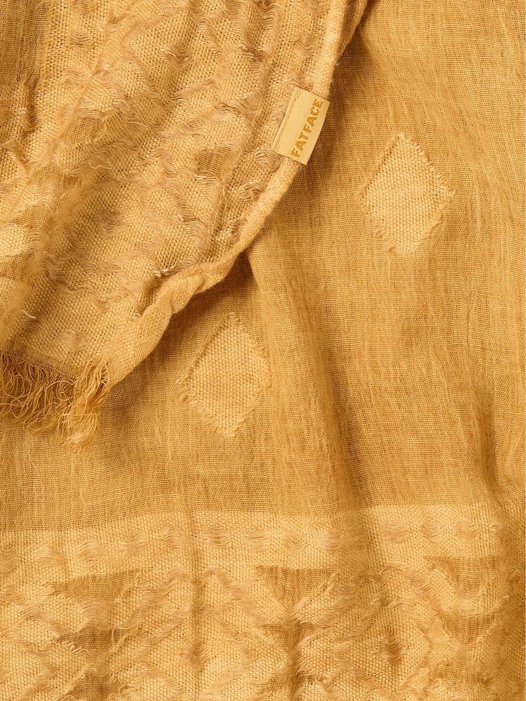 FatFace Mustard Yellow Jaquard Scarf - Image 2 of 2 FatFace Mustard Yellow Jaquard Scarf - Image 2 of 2