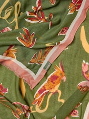 FatFace Green Wilding Printed Lightweight Scarf - Image 2 of 2