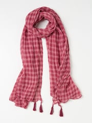 Vaaleanpunainen - 100% Cotton Gingham Lightweight Huivi - Kuva 1 / 2