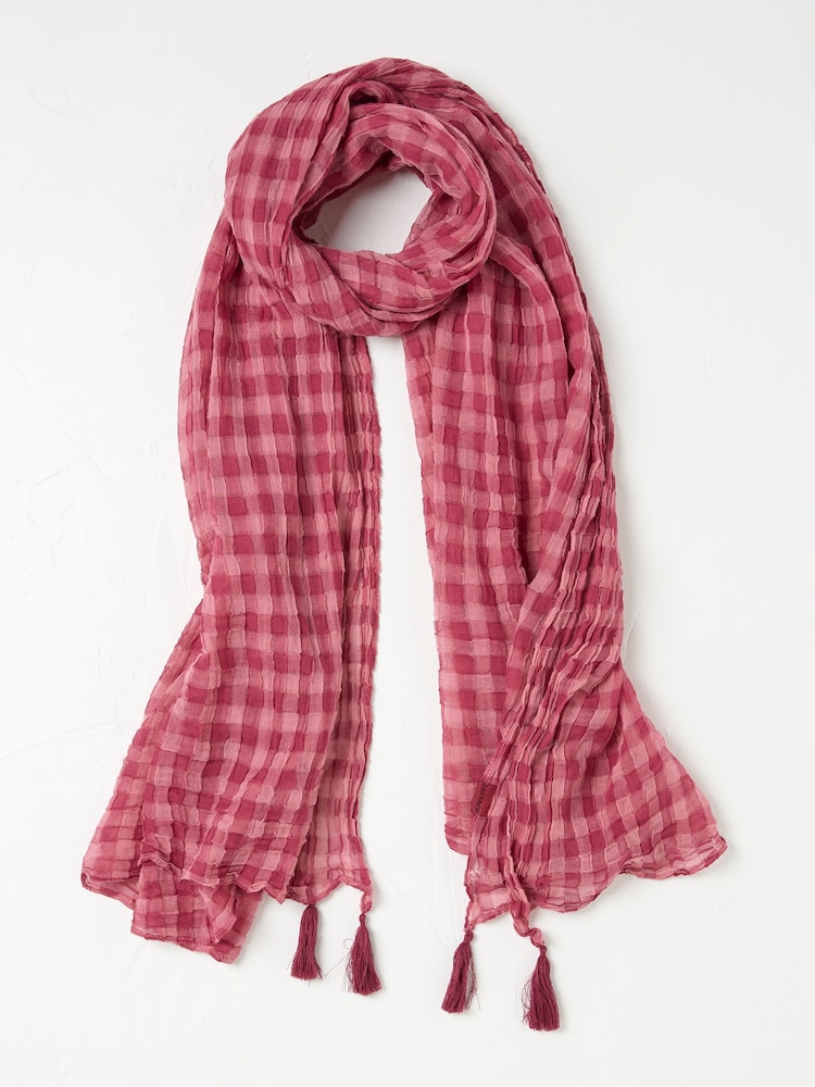 Vaaleanpunainen - 100% Cotton Gingham Lightweight Huivi - Kuva 1 / 2
