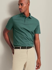 Morski zielony - Charles Tyrwhitt Shorts Sleeve Cotton Stretch Smart Pique Polo Shirt - Obraz 1 z 5
