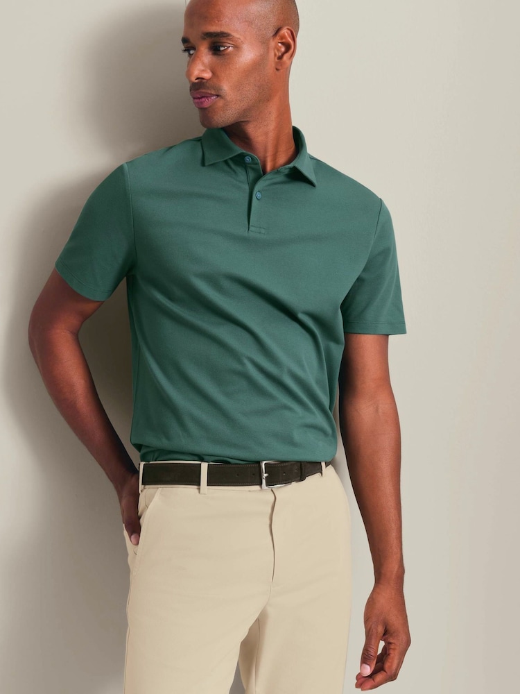 Morski zielony - Charles Tyrwhitt Shorts Sleeve Cotton Stretch Smart Pique Polo Shirt - Obraz 1 z 5 Morski zielony - Charles Tyrwhitt Shorts Sleeve Cotton Stretch Smart Pique Polo Shirt - Obraz 1 z 5